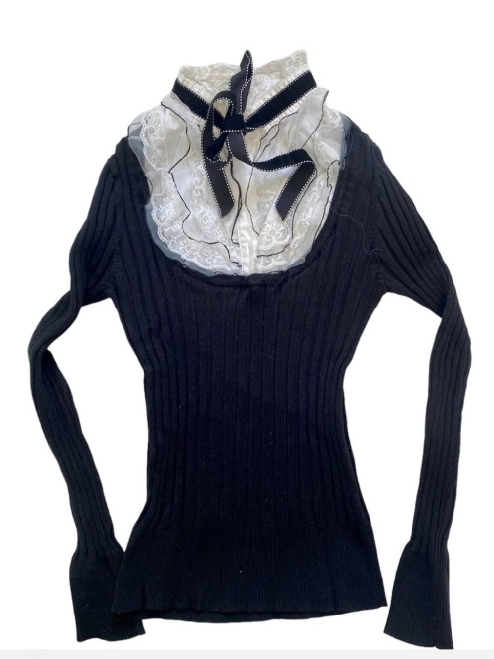 Black Knit Lace Blouse